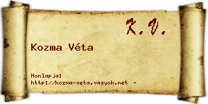 Kozma Véta névjegykártya